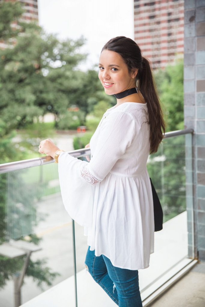bell sleeve white top 