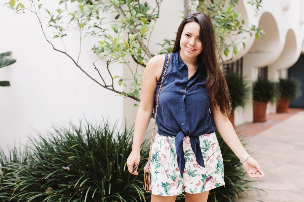 Equipment navy tie blouse