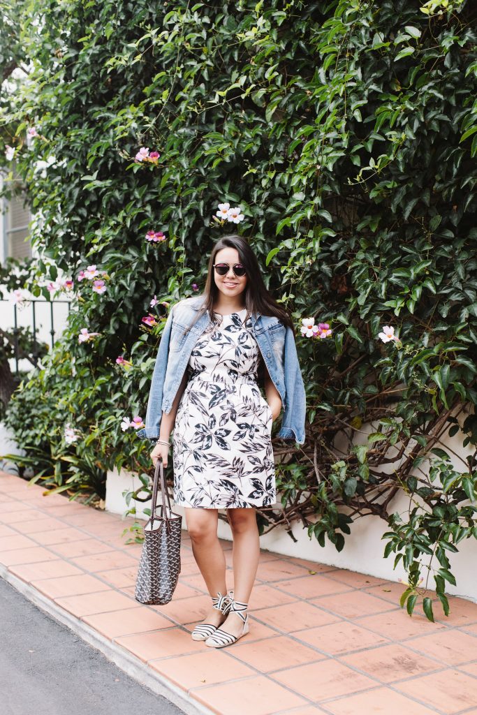 jean jacket tossed over a dress