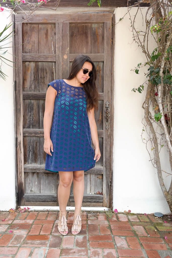 Laser cut hi-lo dress
