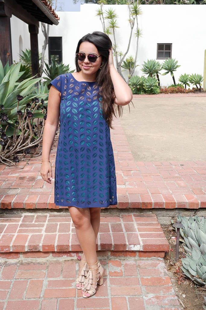 Laser cut overlay dress