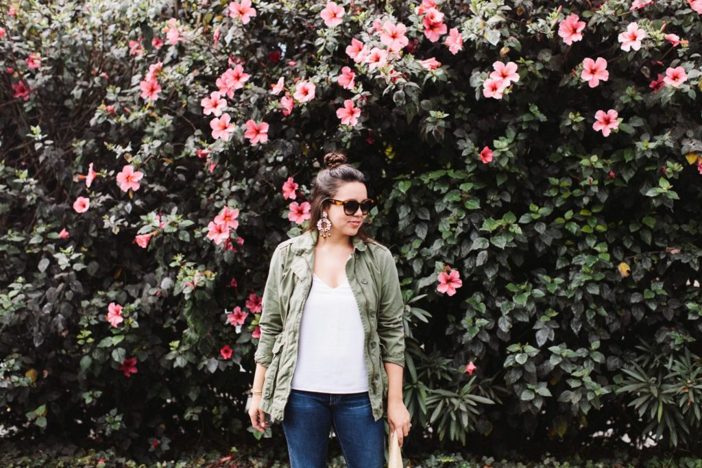 olive green military jacket