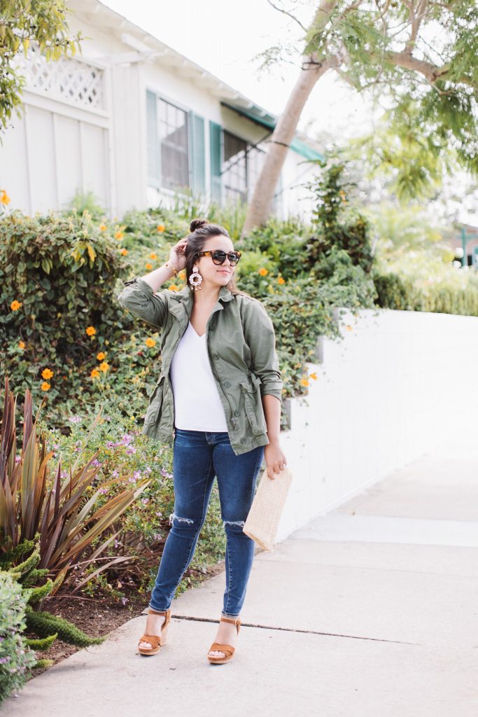 Military jacket outfit - Montecito, California style