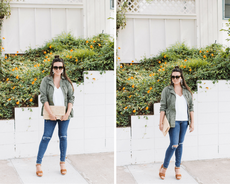 how to wear an olive green military jacket for fall