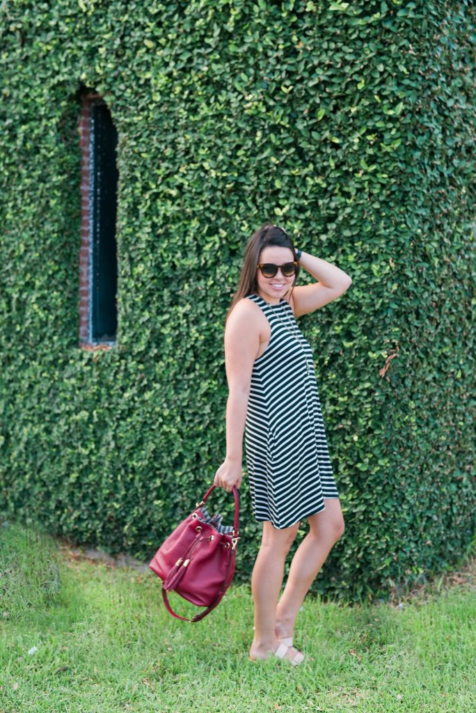 black and white striped tank dress