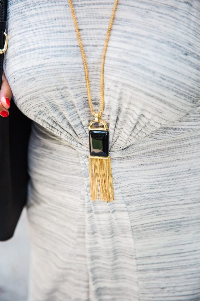 Black enamel tassel necklace
