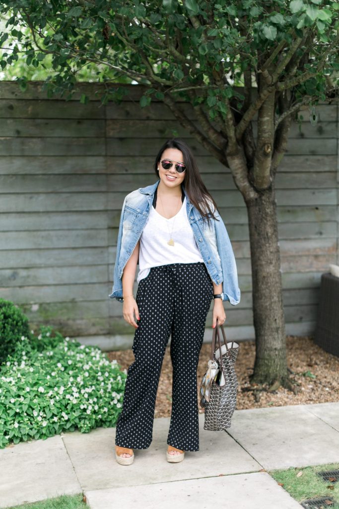 Wide-leg printed pants