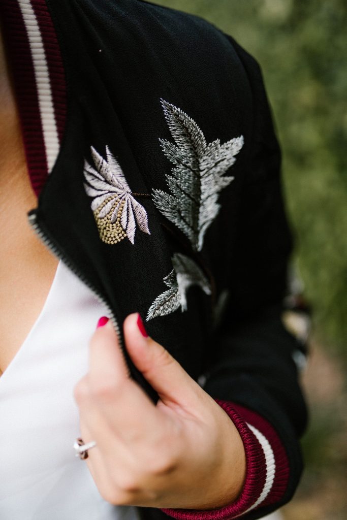Anthropologie embroidered bomber jacket