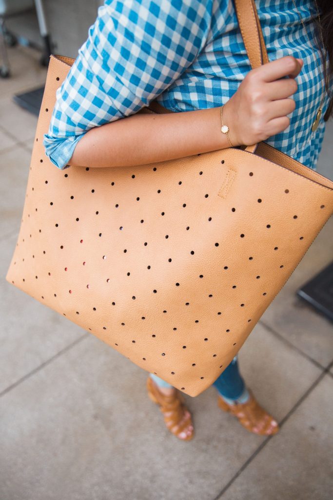 Camel perforated tote, Farrow, Sole Society