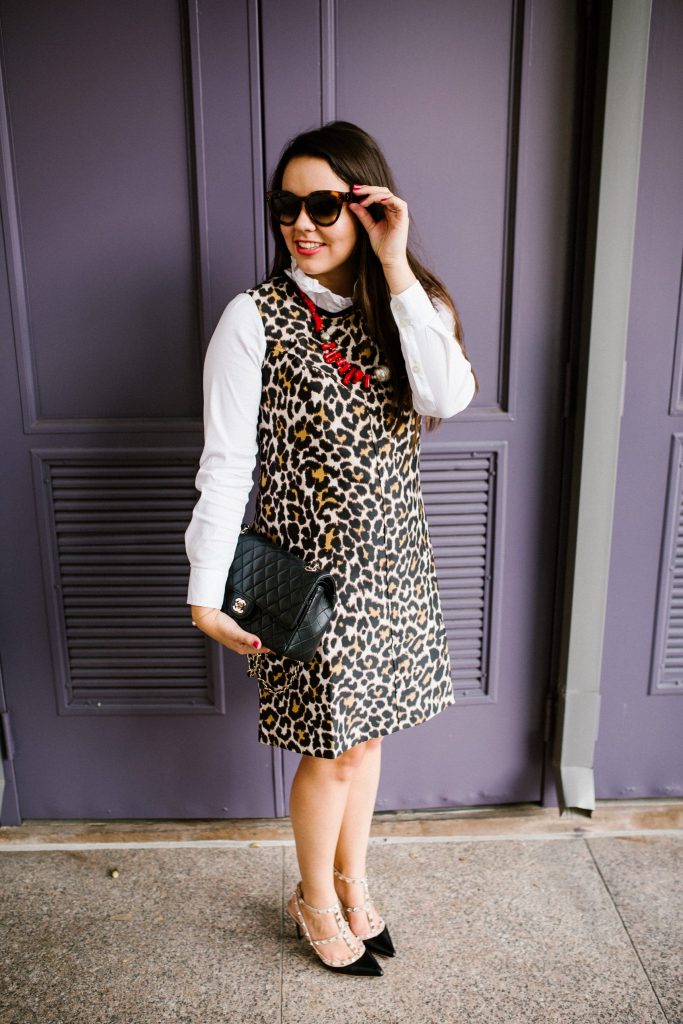 button-down shirt under a shift dress