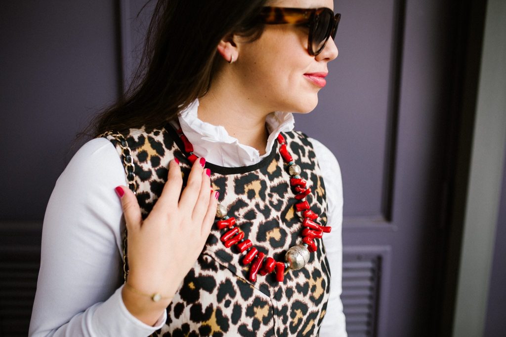 Celine tortoise sunglasses, handmade coral necklace 