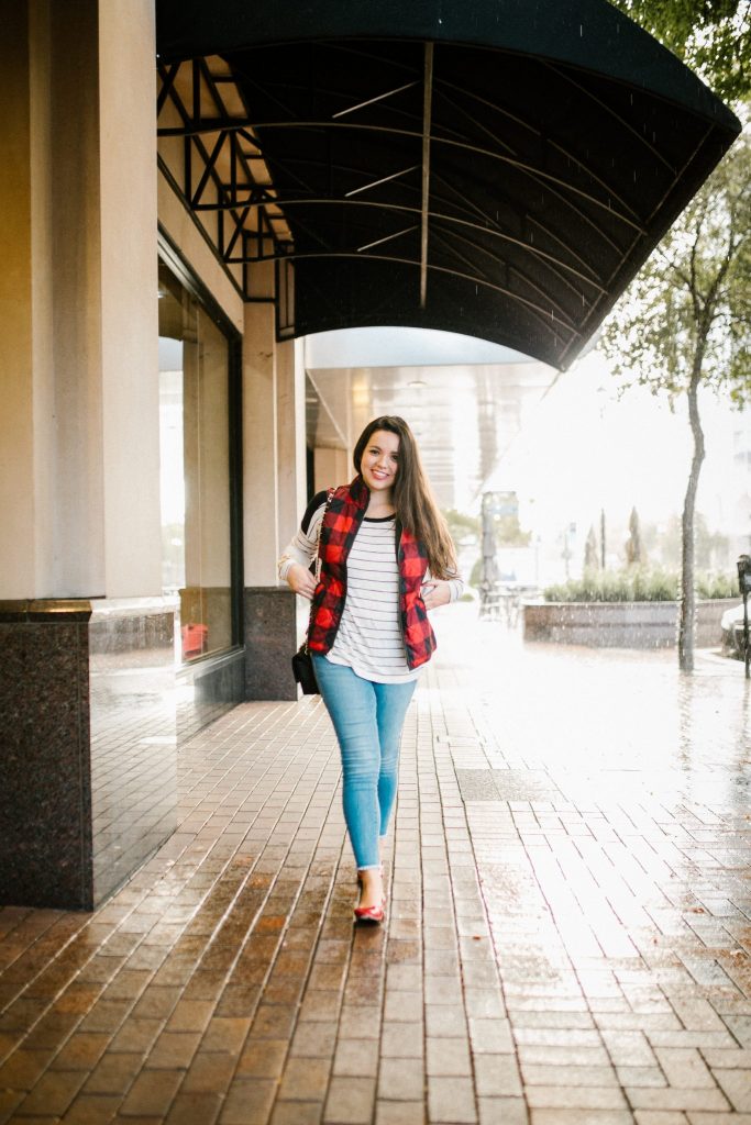 Pattern mixing plaid and stripes