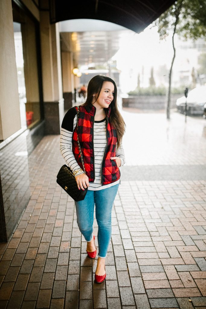 Plaid printed excursion vest