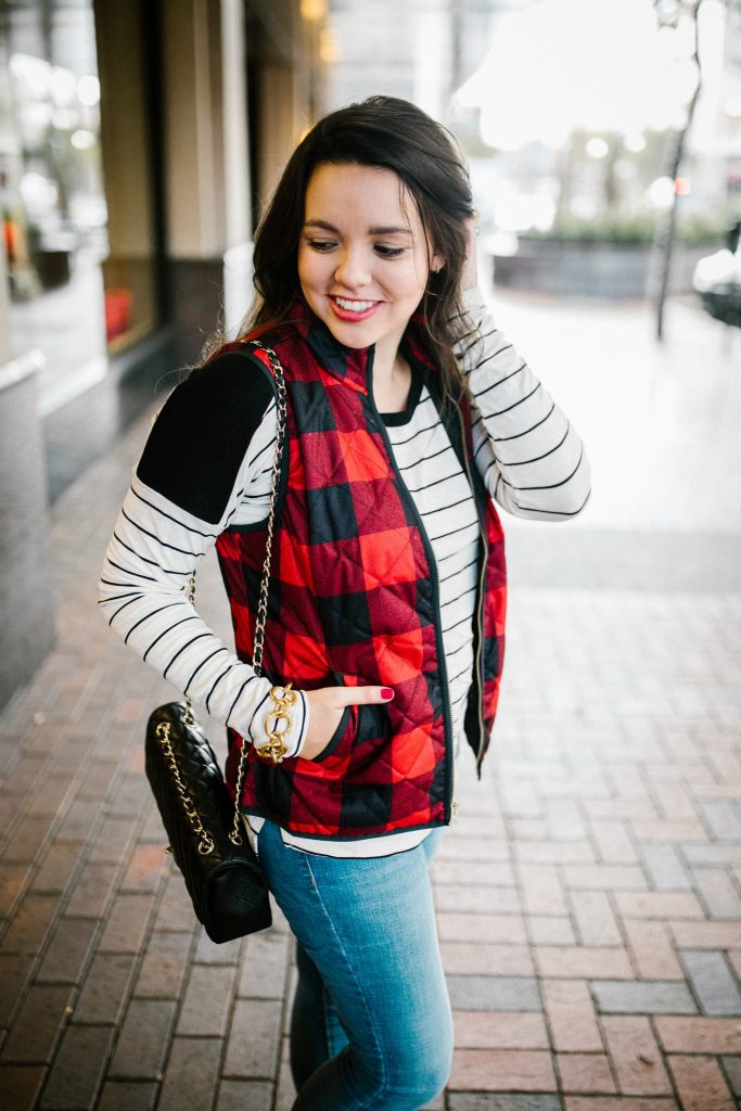 Quilted plaid vest 
