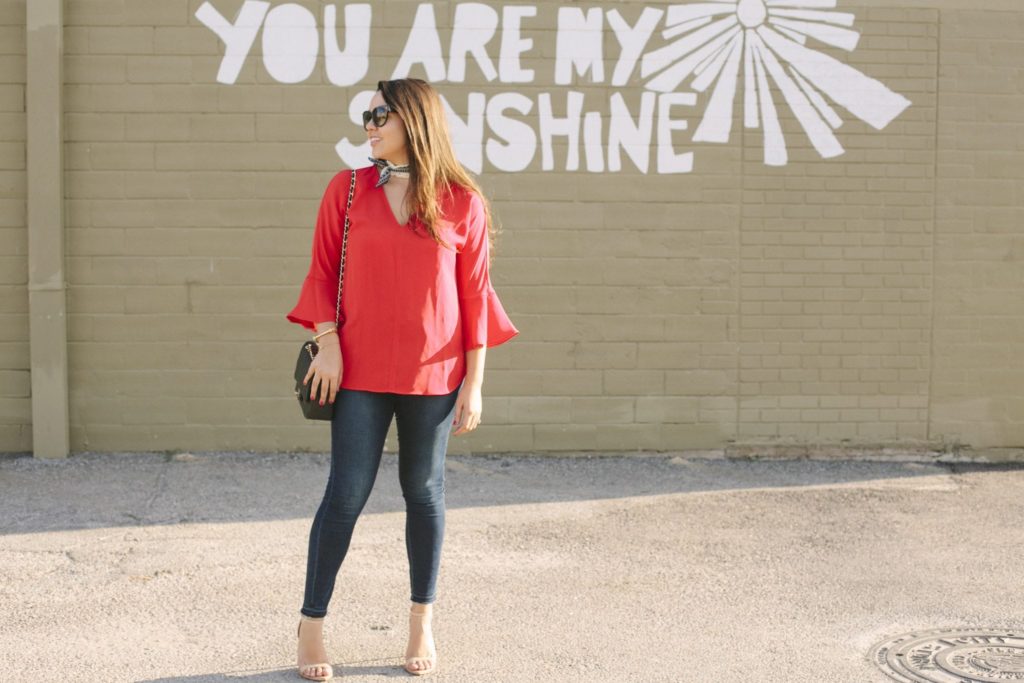 Pleione bell sleeve v-neck 