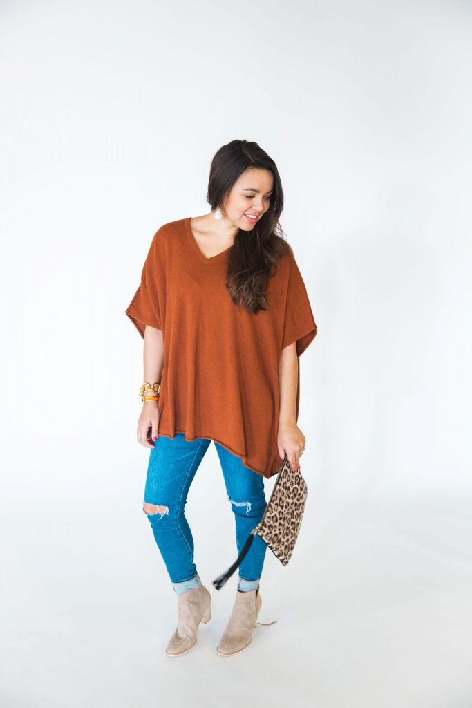 The perfect cashmere orange sweater for Thanksgiving dinner