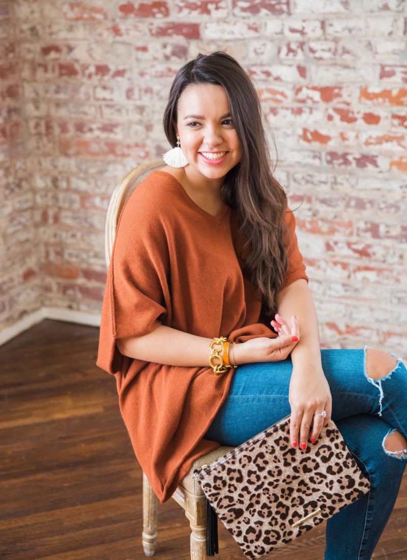 A cashmere poncho, perfect for Thanksgiving! It definitely hides all the extra turkey too