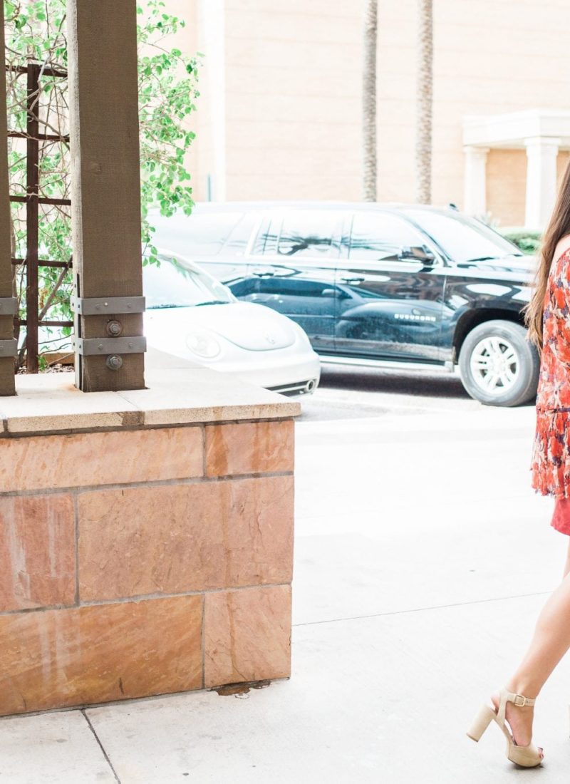 Burnt orange flowy blouse and skirt