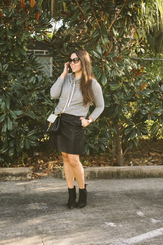 A cozy funnel-neck sweatshirt perfect for dressing an outfit up or down!