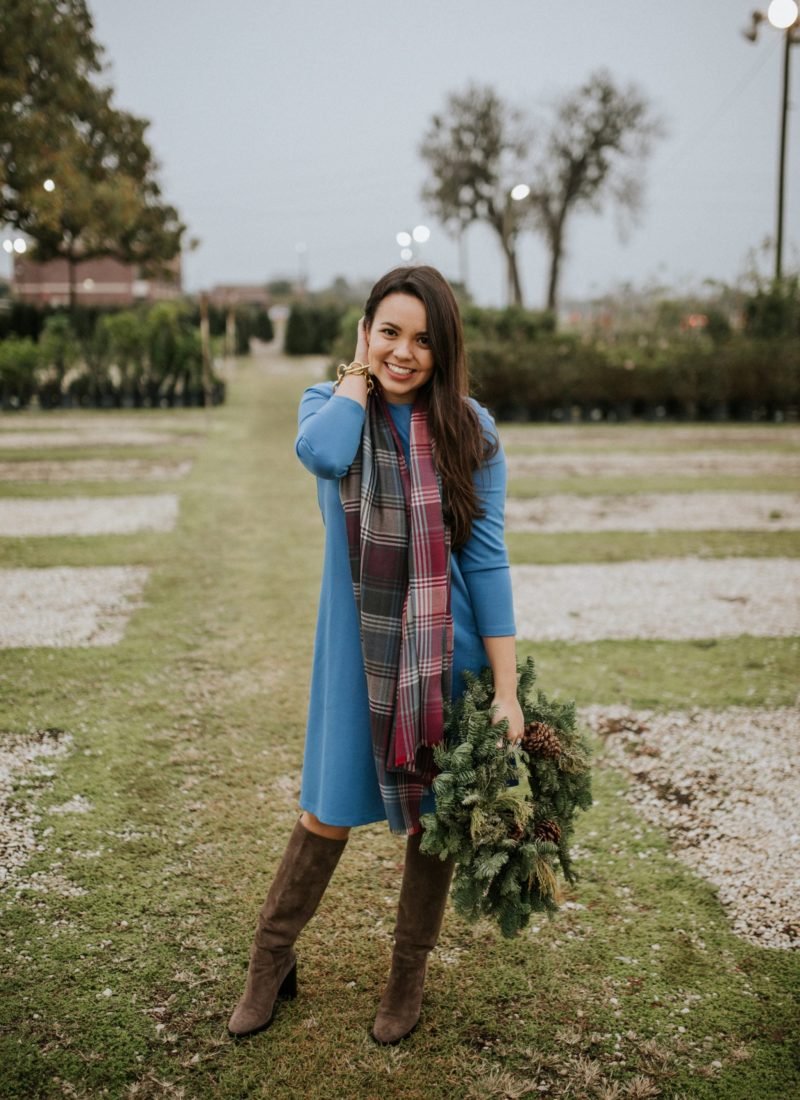At the Christmas tree farm, the perfect pair of weather-proof suede boots