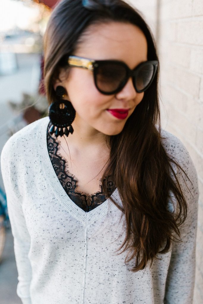 Prada Sunglasses cat eye, Kenneth Jay Lane beaded earrings