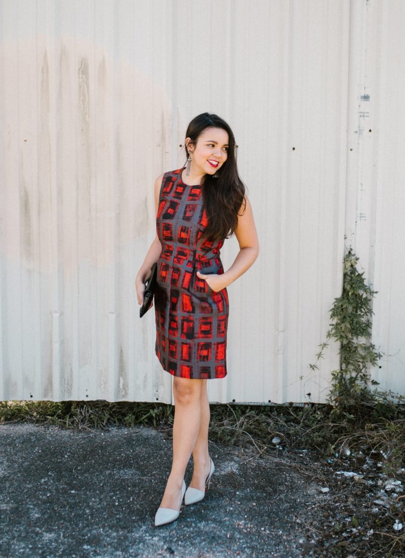 Brushstroke print cocktail dress