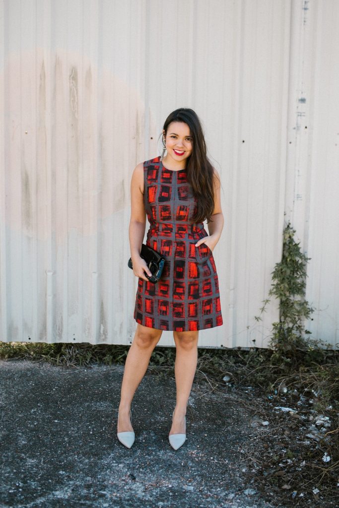 Milly windowpane cocktail dress