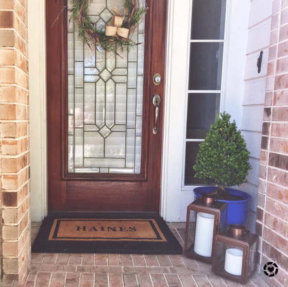 Southern Living, front porch style, monogrammed door mat