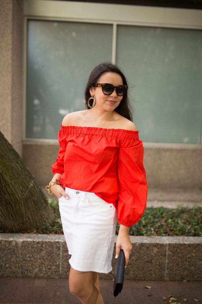 how to wear an off the shoulder top