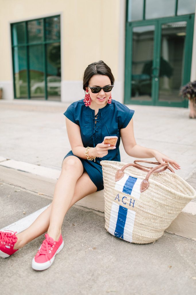 Monogrammed French Market basket | Preppy outfit | Monogrammed tote