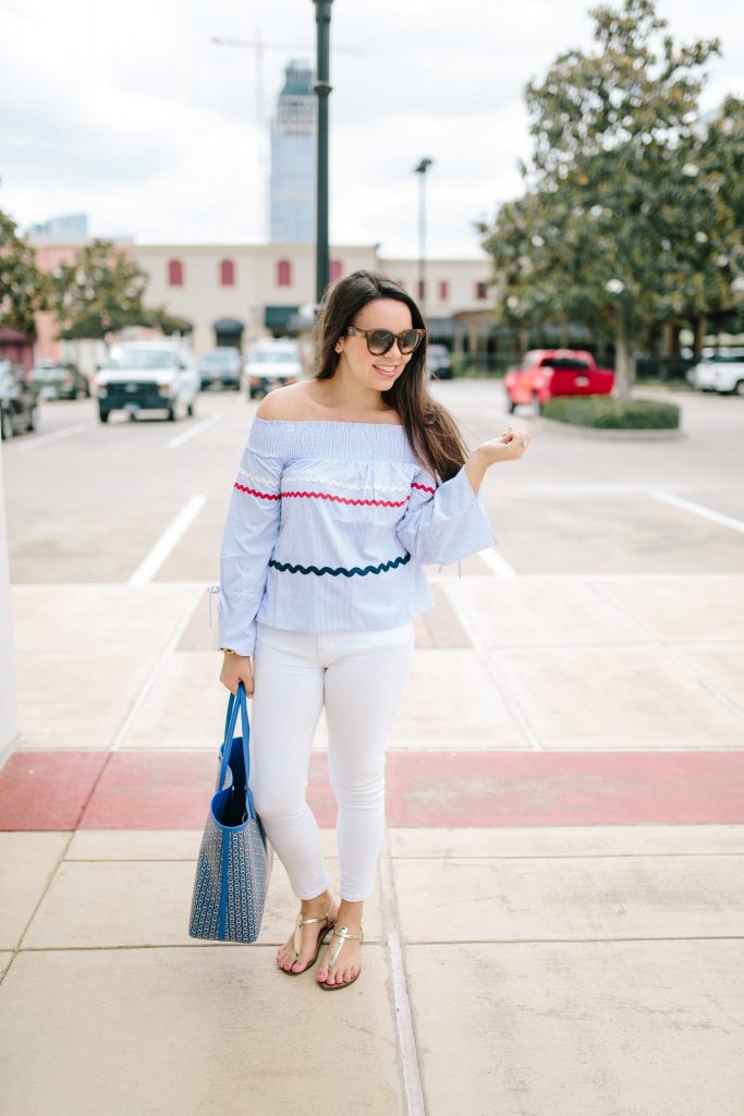Rickrack off shoulder top | Patriotic style