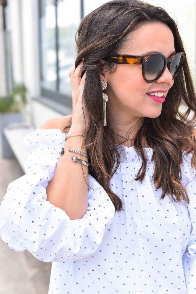 David Yurman cuff bracelets | Preppy bracelet stack | Lisi Lerch tassel earrings