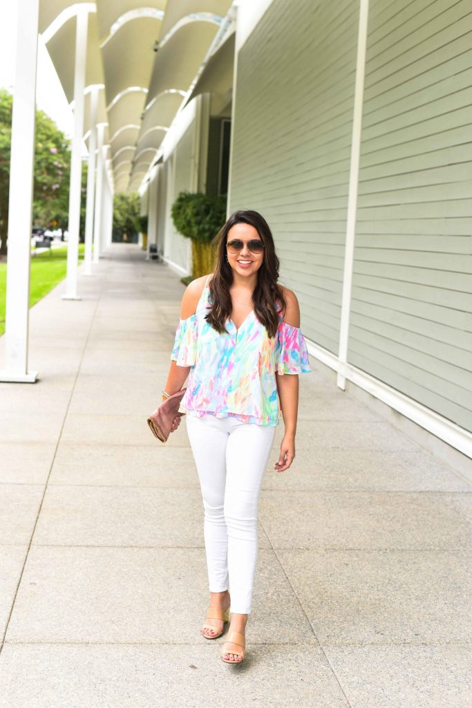 Lilly Pulitzer Bellamie top | Summer outfit ideas | Denim for summer