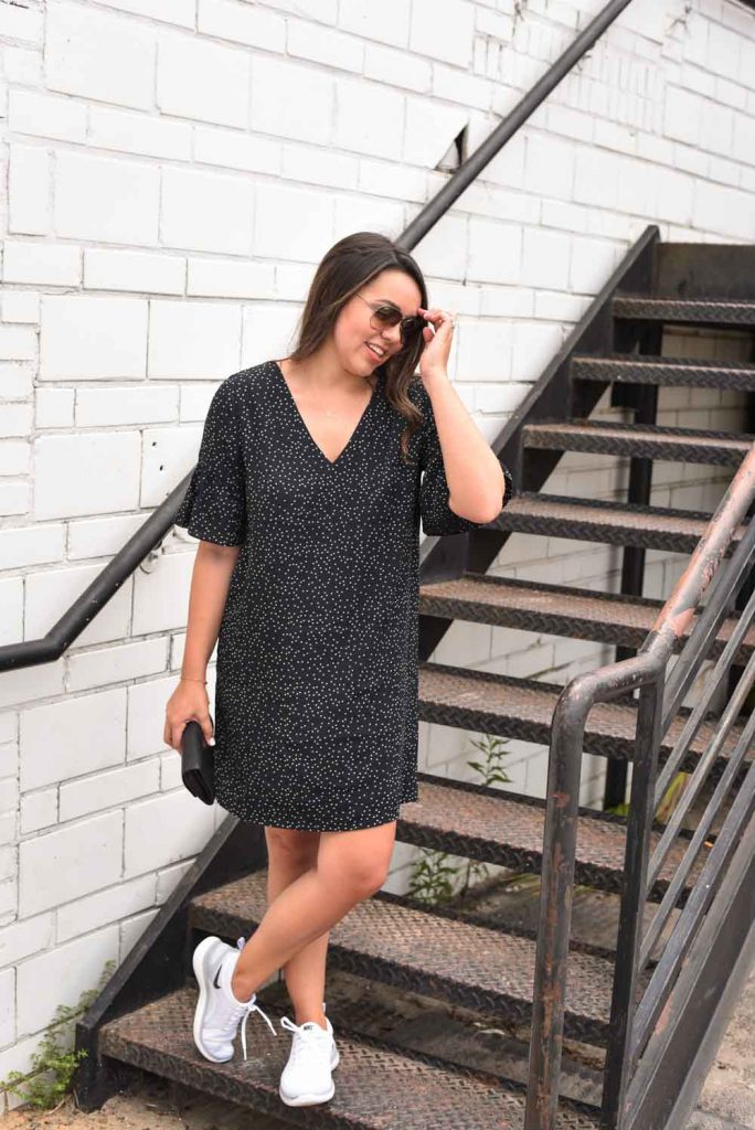 Sporty chic dress and Nikes