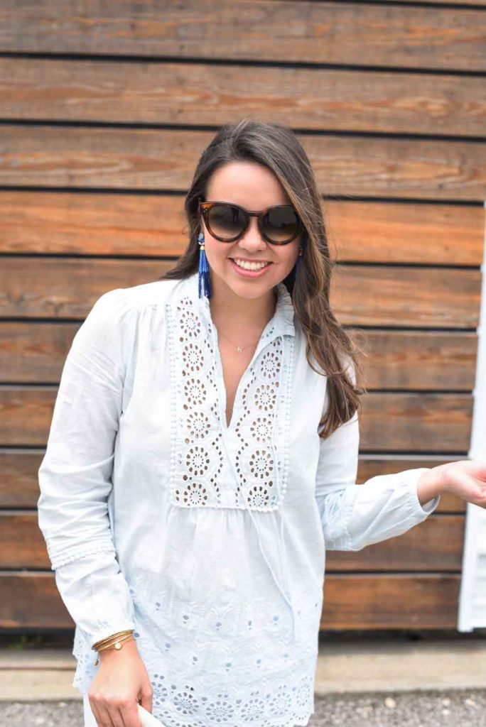 Stalla & Dot blue beaded tassel statement earrings