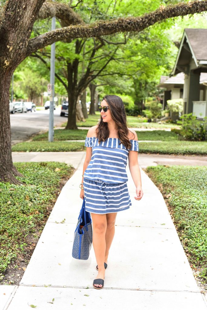 Splendid off the shoulder dress | Summer striped dress