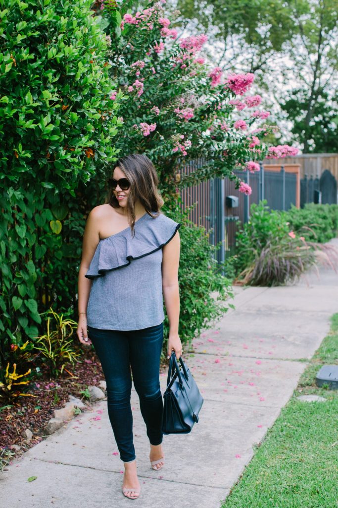 one shoulder striped top | budget-friendly trendy tops 