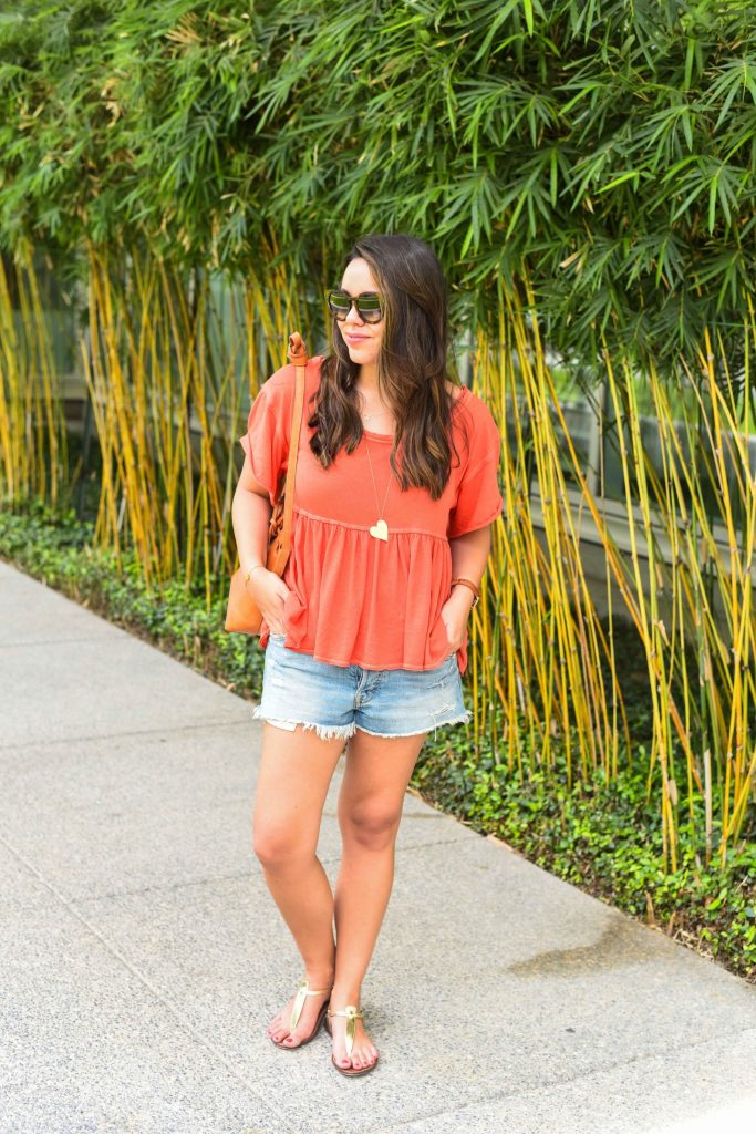 Peplum hem tee, summer outfit ideas