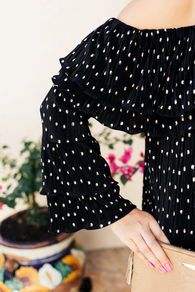 swiss dot ruffle top - budget-friendly trends