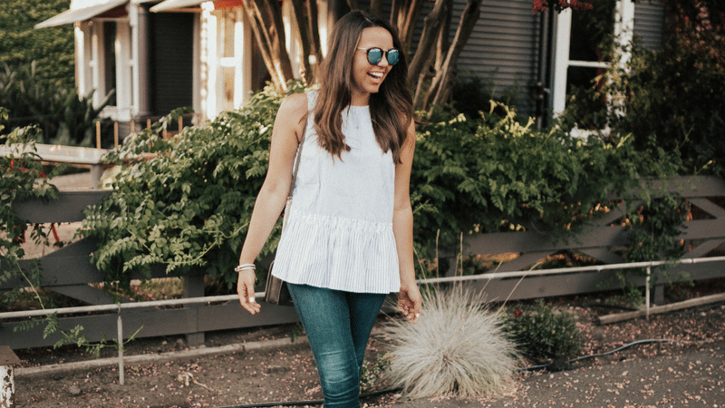Striped peplum top