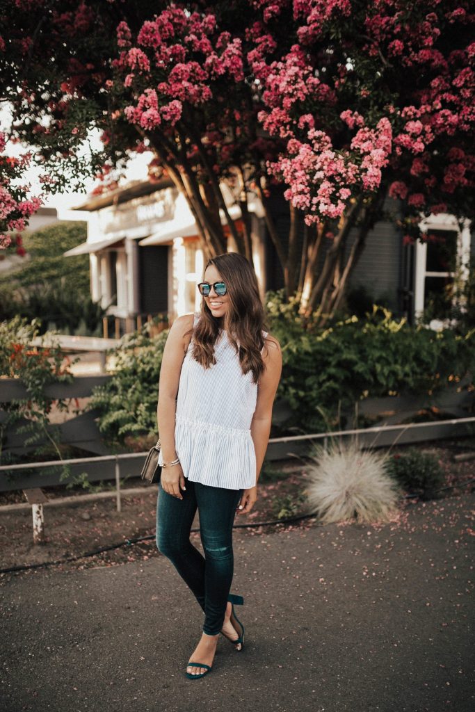 Striped peplum top, preppy summer outfit