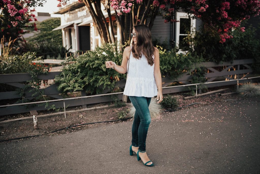 striped peplum top, how to wear stripes