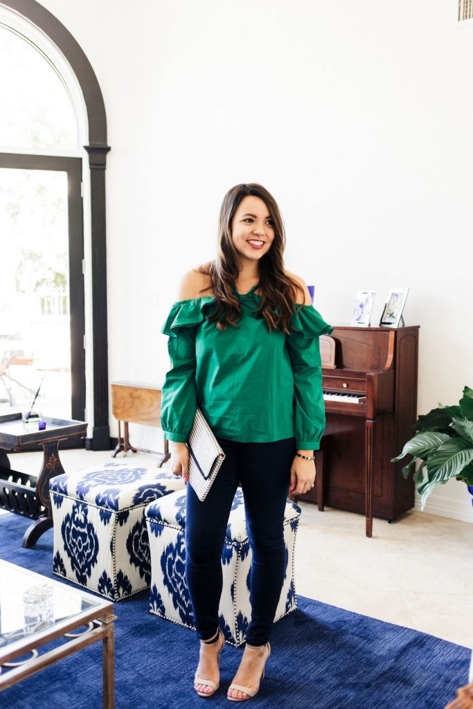 Date night outfit ideas, off the shoulder top