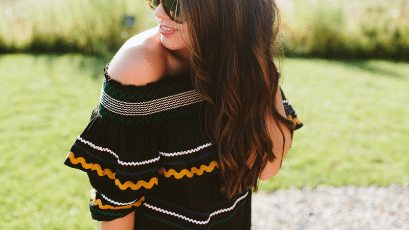 rickrack off the shoulder dress - Girl Wonder Life