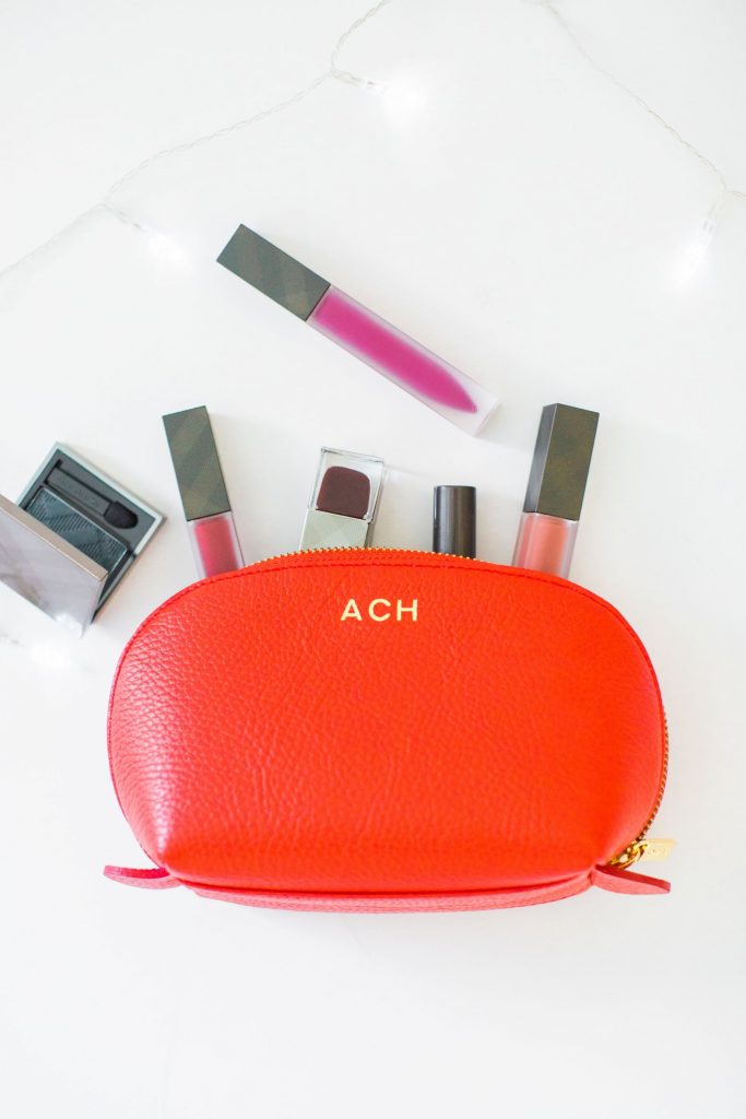 Monogrammed Guyana travel pouch, #GiveBetter, Gifts for the beauty lover