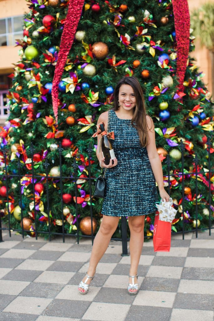Julie Brown designs, classic shift dress, what to wear to a work holiday party