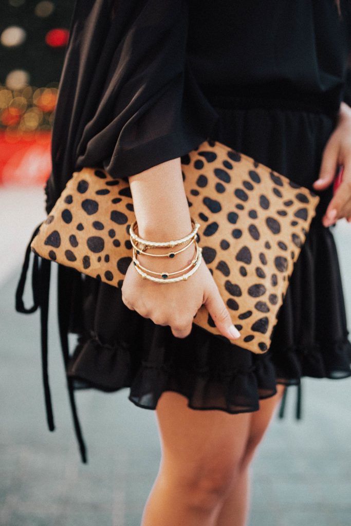 Julie Vos jewelry, Calf hair clutch, leopard print