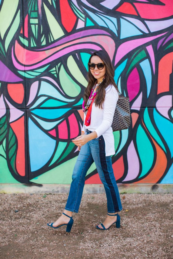 shirttail tunic t-shirt, Stuart Weitzman NearlyNude heels 
