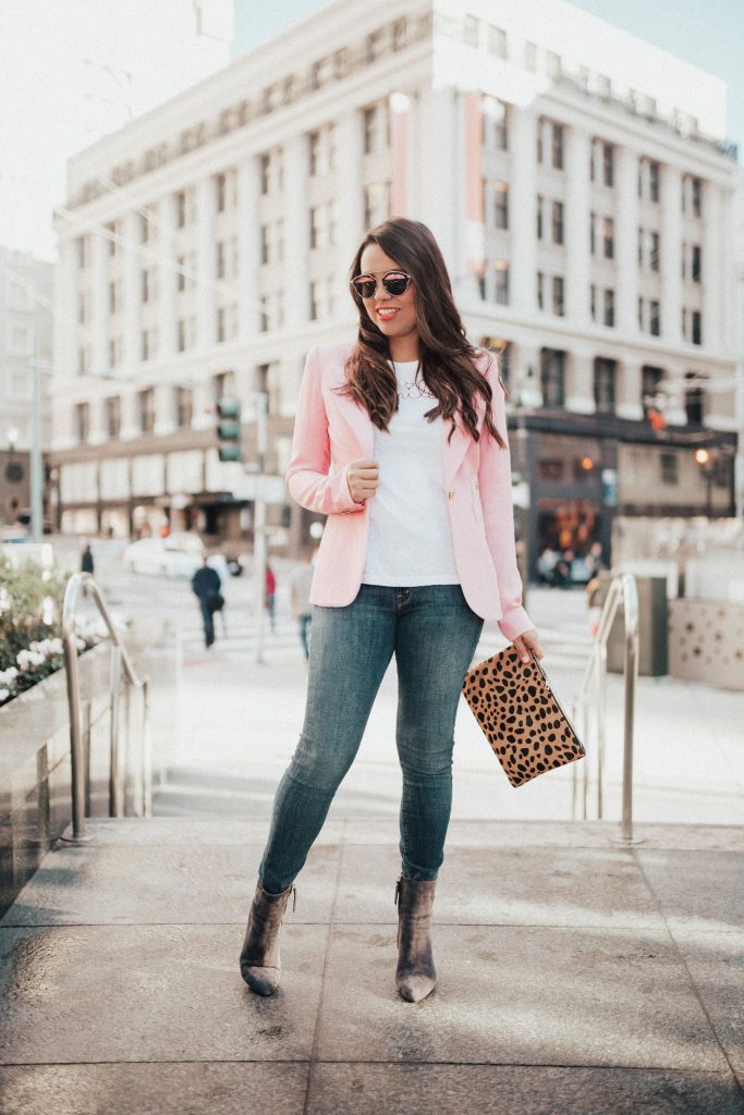 Mother denim, M. Gemi booties, leopard clutch