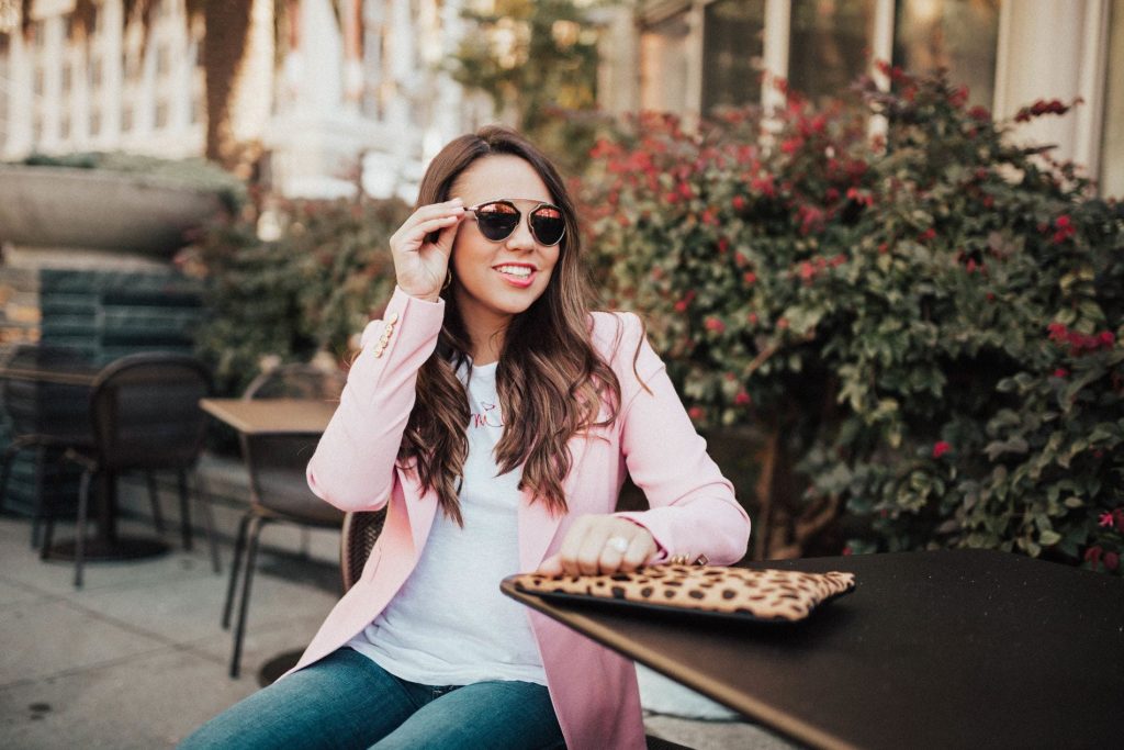brunette balayage, beach waver, Dior So Real sunglasses 